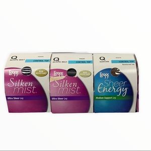 L’eggs Silken Energy 3x Plus Sized Q 1x Suntan, 2x Black NWT Bundle Of 3